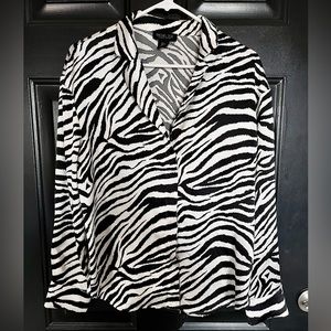Rachel Zoe Zebra Print Satin Button up, Large